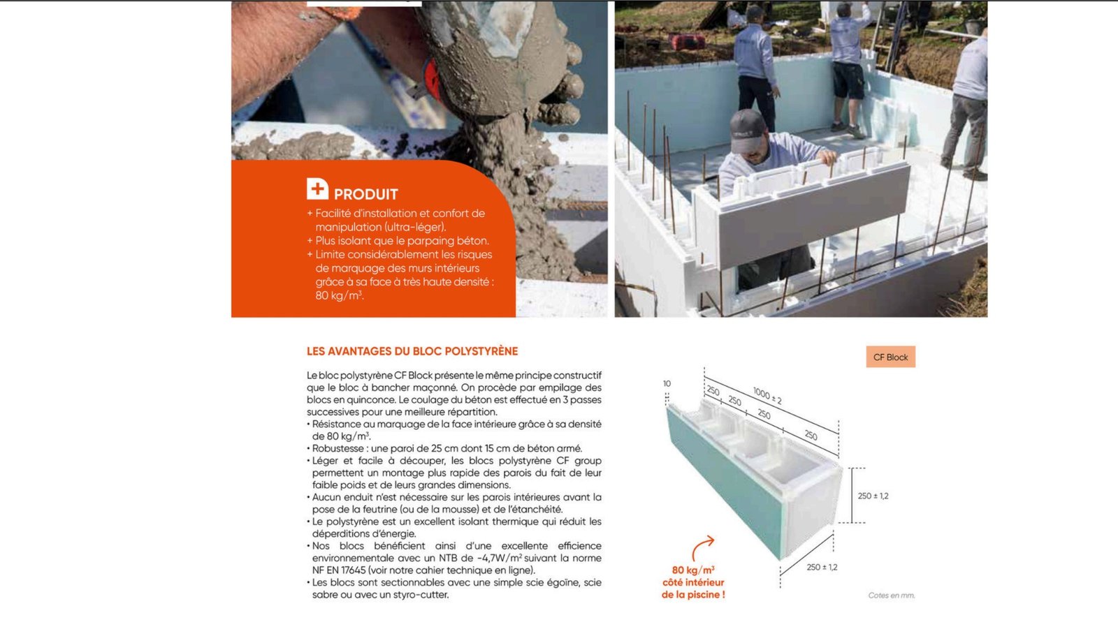 Documentation d'un système de blocs coffrants polystyrène pour piscine