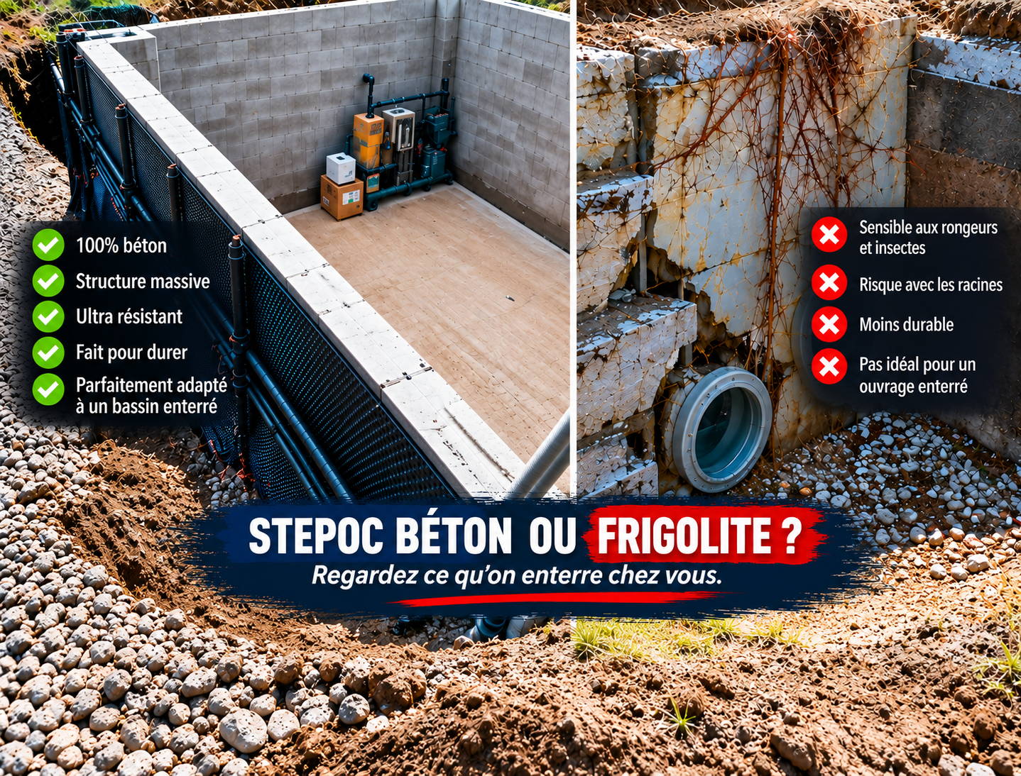 Comparatif entre blocs Stepoc béton et blocs polystyrène