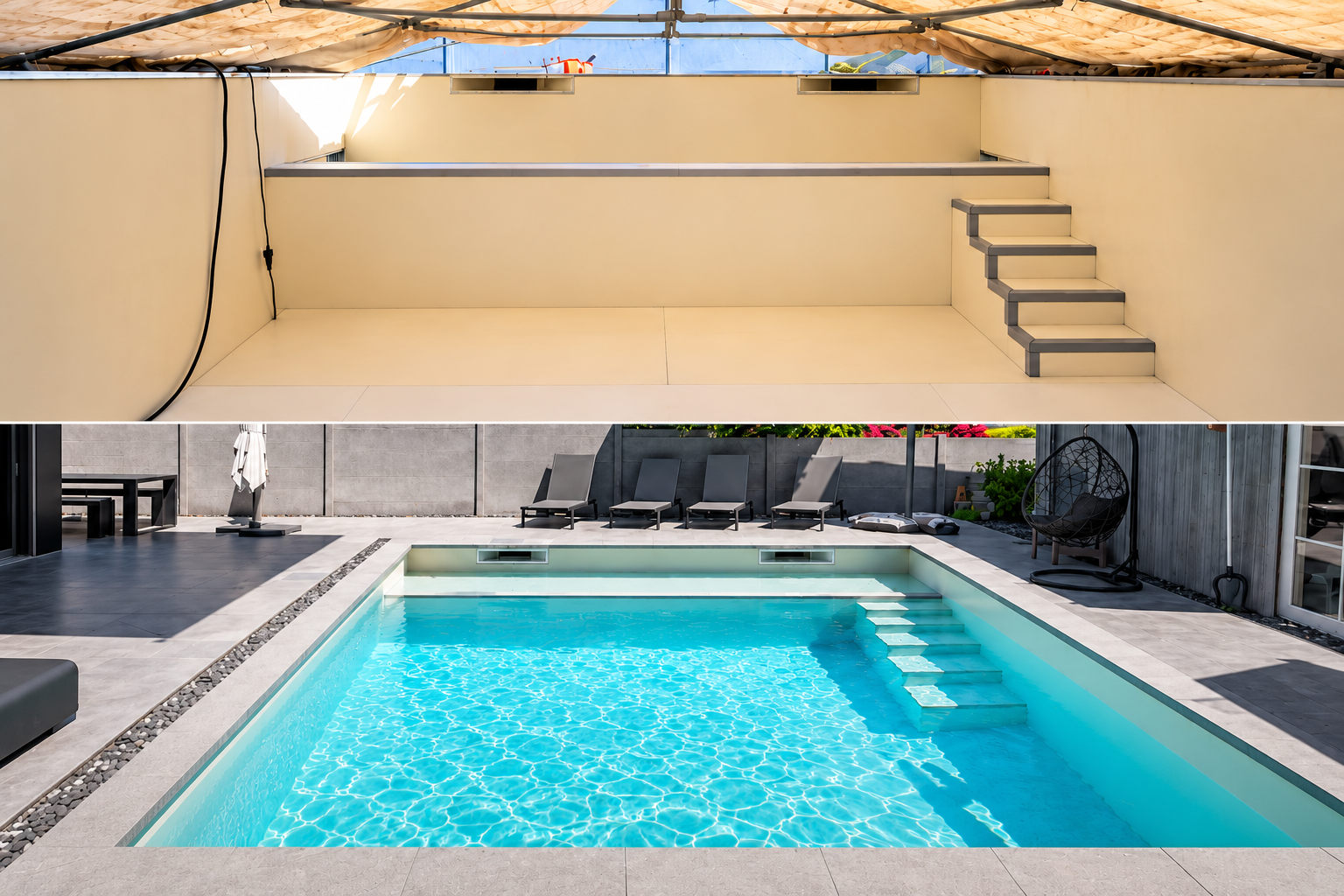 Piscine Lard' Aménager avant et après la pose de la membrane, avec isolation Insupool
